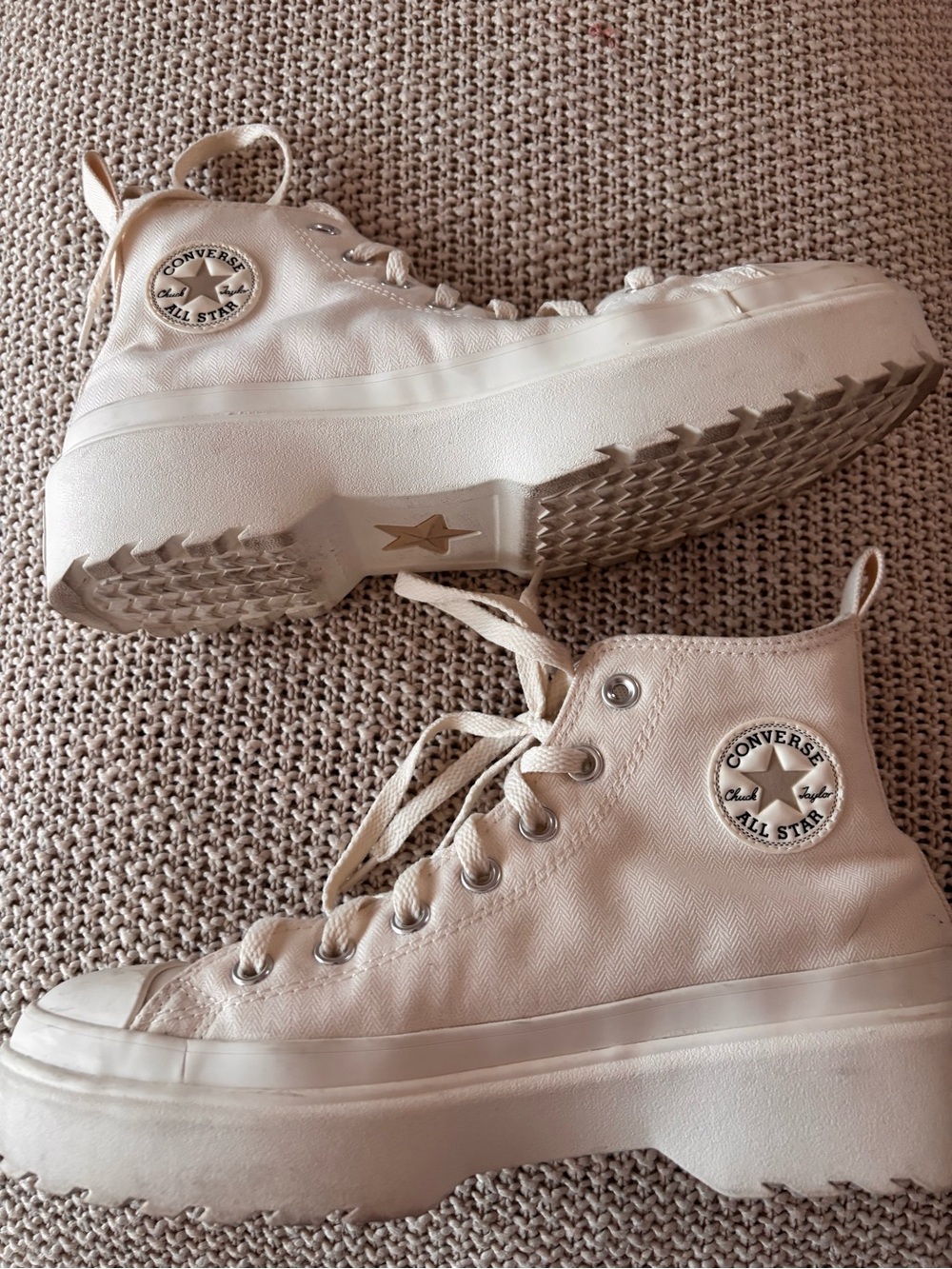 Converse High-Top Platform Sneakers - Cream